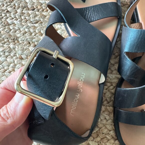 Mellow Yellow Black Leather Sandals - Size EU 39 / US 8.5-9 🖤 - Picture 6 of 8